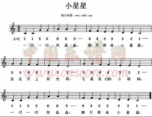 初学者 《小星星》钢琴谱