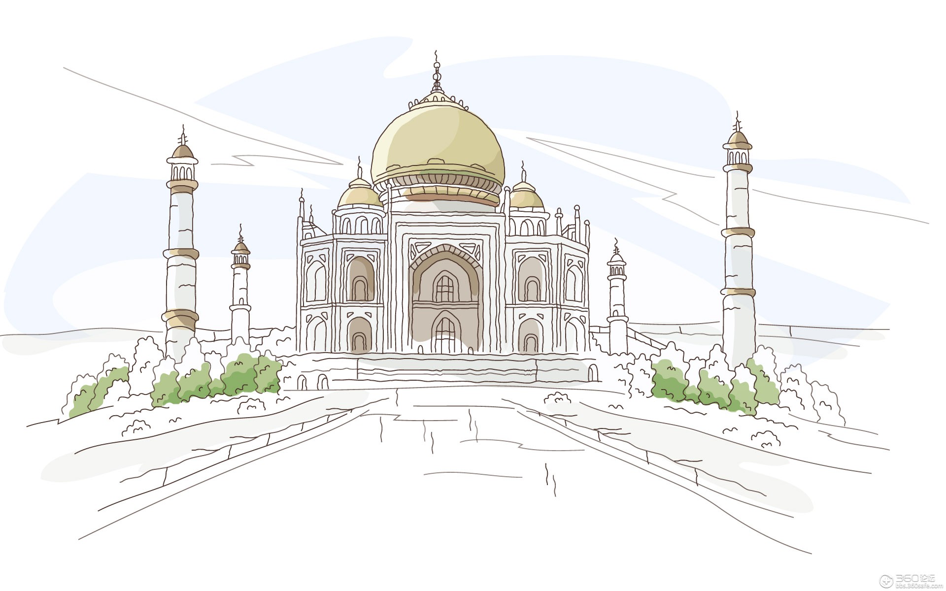 360资源组铅笔画一类简约壁纸