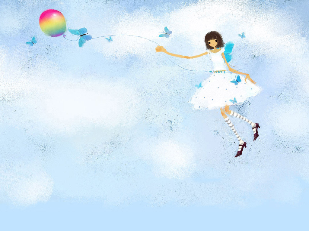 追梦女孩唯美插画壁纸