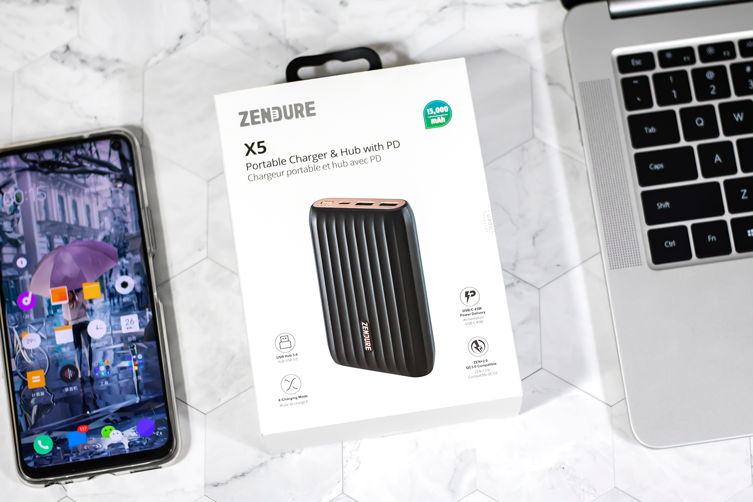 zendure征拓x5多功能充电宝:集扩展坞和45w双向快充于一体